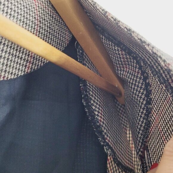 Carroll Reed Women's Vintage Red Tan Black Check V-Neck Button Front Blazer 12 - Picture 8 of 11